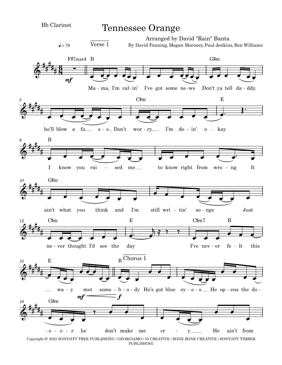 Tennessee Orange (arr. David "Rain" Banta)