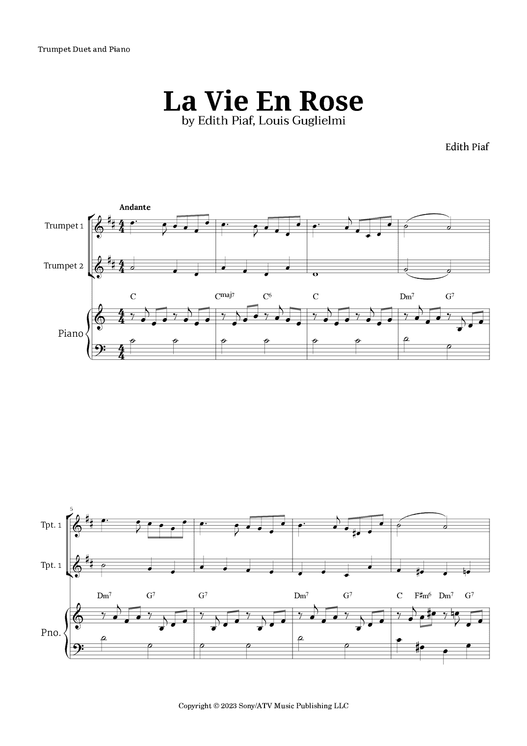 La Vie En Rose (arr. Langanho)