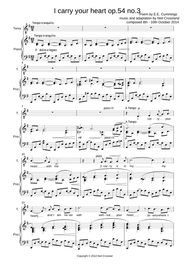 I Carry Your Heart  Op.54 No.3