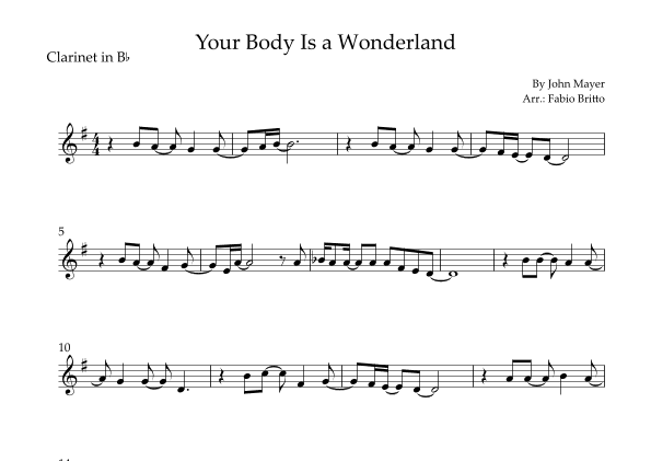 Your Body Is A Wonderland (arr. Fabio Britto)