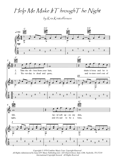 Help Me Make It Through The Night (arr. PianoSheetNow)