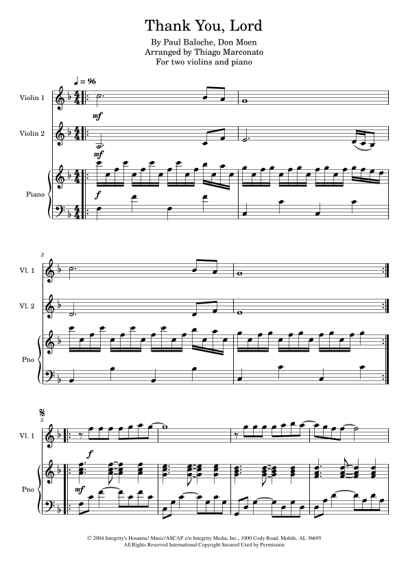 Thank You, Lord (arr. Thiago Marconato)
