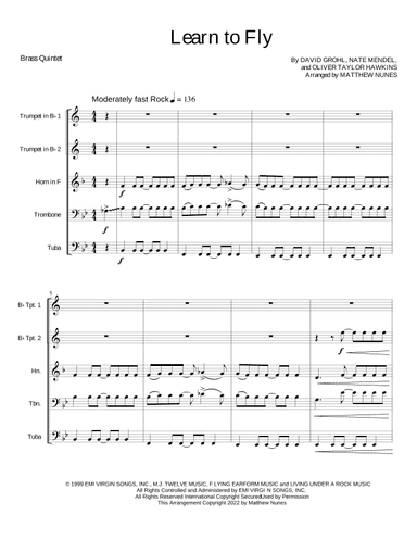 Learn To Fly (arr. Matthew Nunes)