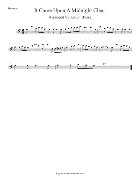 It Came Upon A Midnight Clear (Easy key of C) Bassoon (arr. Kevin Busse)