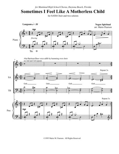 Sometimes I feel like a Motherless Child - Traditional Negro Spiritual (arr. Mario M. Pearson)