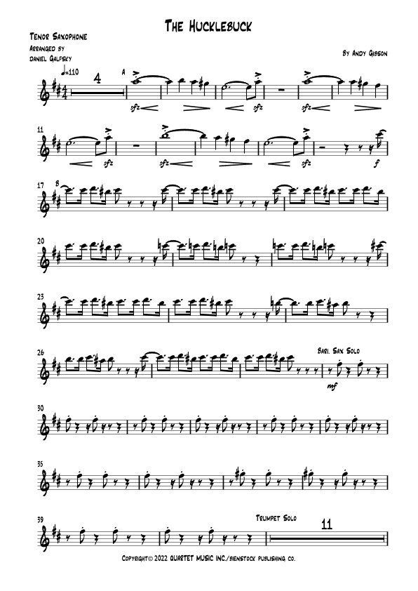 The Hucklebuck      -  Instrumental Version (arr. Daniel Galfsky)