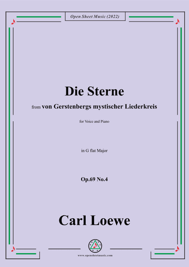 Loewe-Die Sterne,Op.69 No.4,in G flat Major (arr. OSM Press)