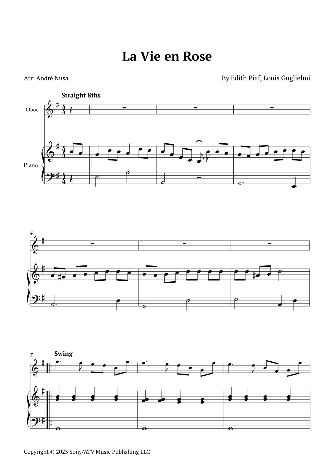 La Vie En Rose (arr. André Nusa)