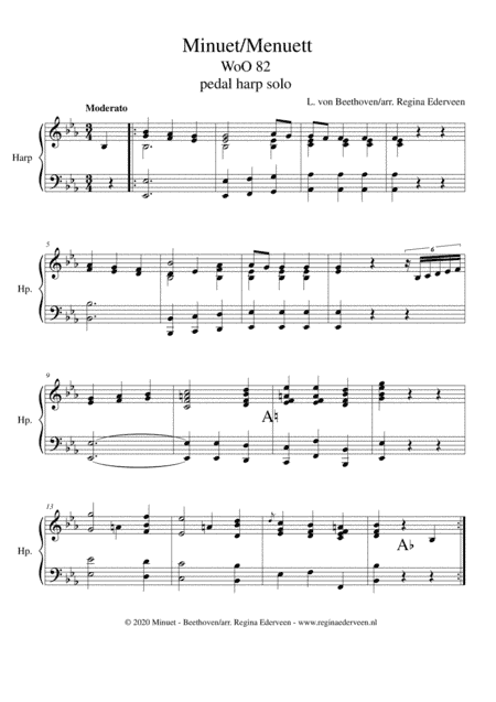 Minuet/Menuett (Beethoven) - pedal harp solo