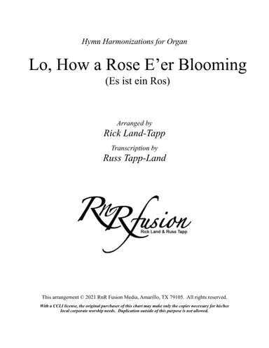 Lo How a Rose E'er Blooming - Christmas Hymn Harmonization for Organ (arr. Rick Land)