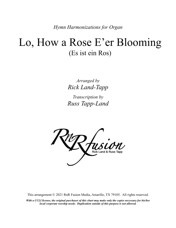 Lo How a Rose E'er Blooming - Christmas Hymn Harmonization for Organ (arr. Rick Land)