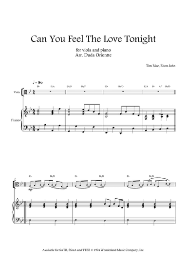 Can You Feel The Love Tonight (arr. Duda Oriontte)