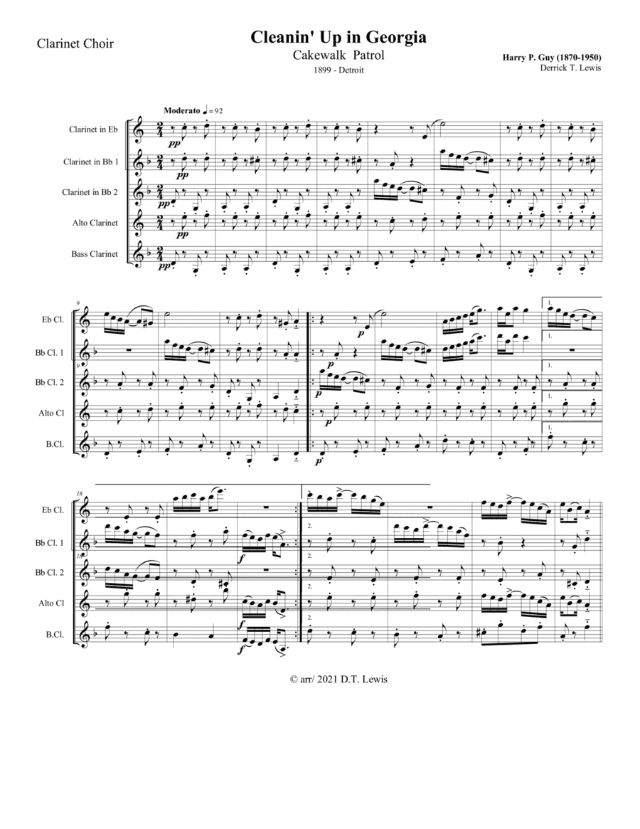 Cleanin' Up in Georgia (1899) (arr. Derrick T. Lewis)