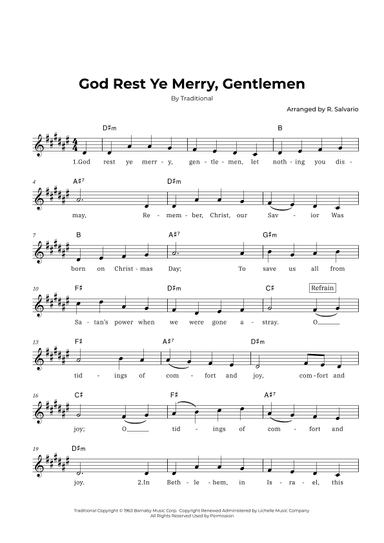 God Rest Ye Merry, Gentlemen (key of D-sharp minor) (arr. R. Salvario)