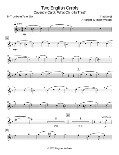 Two English Carols (Coventry Carol; What Child Is This?) (arr. Roger Wallace)