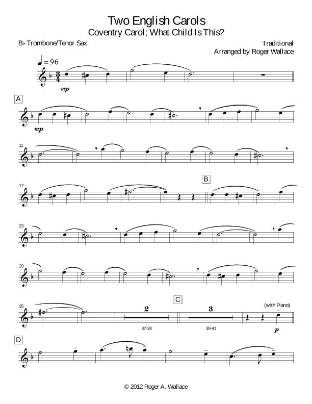 Two English Carols (Coventry Carol; What Child Is This?) (arr. Roger Wallace)