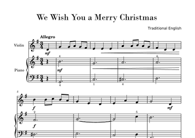 We Wish You a Merry Christmas (for Violin and Piano Beginners) (arr. Gisele Sant'Ana)