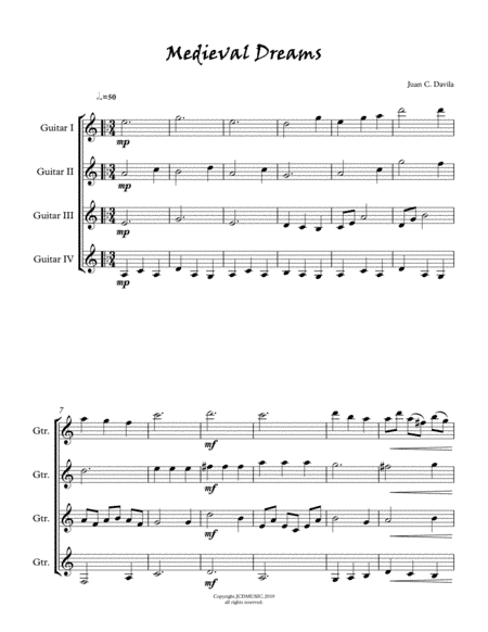 Medieval Dreams (Guitar Quartet)
