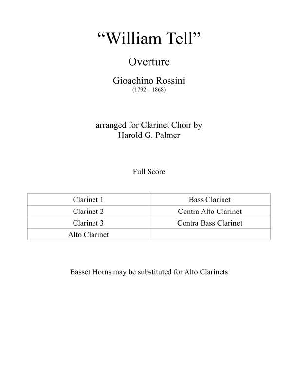 Overture to "William Tell" (arr. Harold G. Palmer, edited by Alan Gregory)