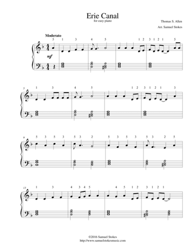 Erie Canal - for easy piano (arr. Samuel Stokes)