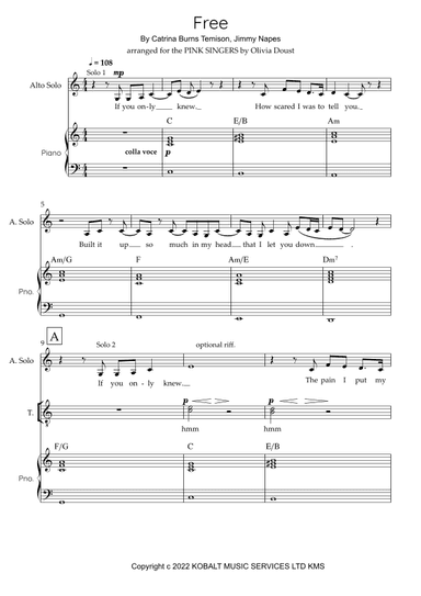 Free (arr. arranged for The Pink Singers by Olivia Doust)