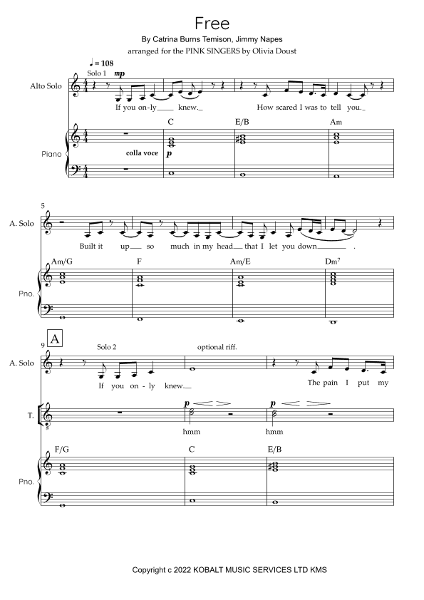 Free (arr. arranged for The Pink Singers by Olivia Doust)