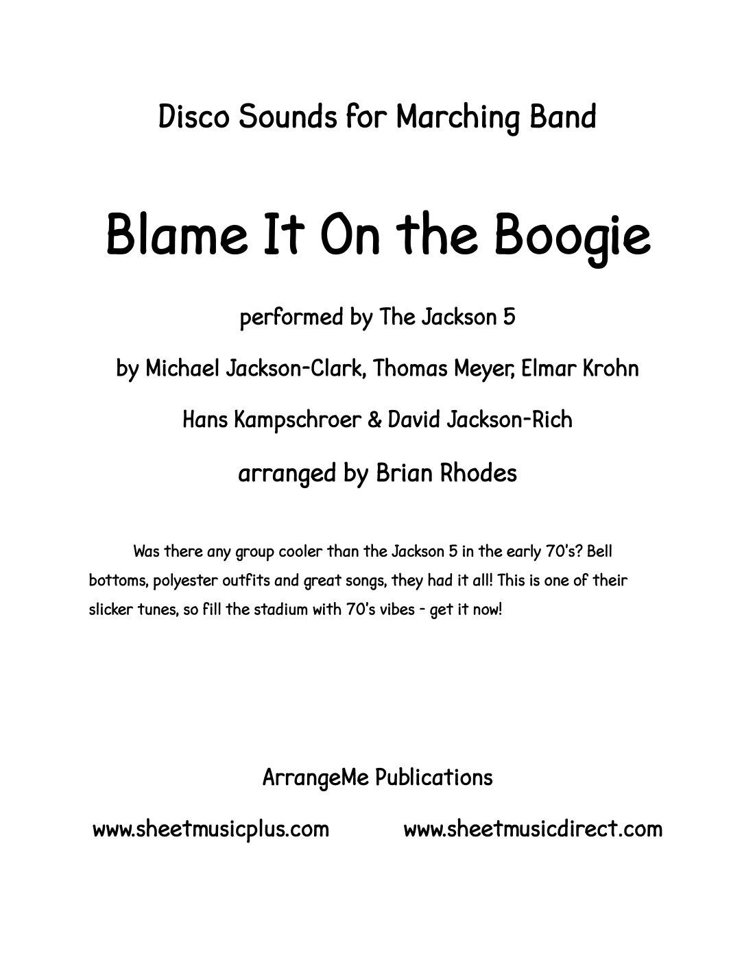 Blame It On The Boogie (arr. Brian Rhodes)