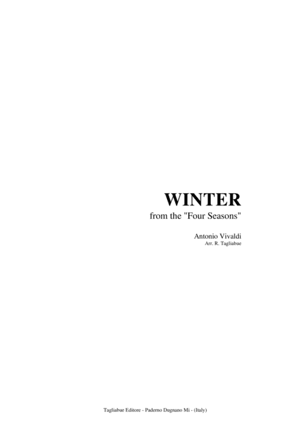 WINTER - From Four Season - For Piano/Organ (arr. Renato Tagliabue)