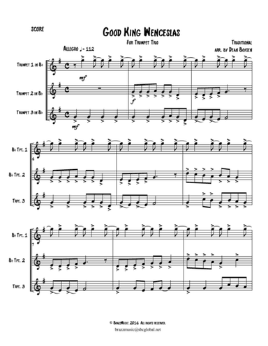 Good King Wenceslas - for Trumpet Trio (arr. Dean Boysen - BrazzMusic Publishing, ASCAP Member)