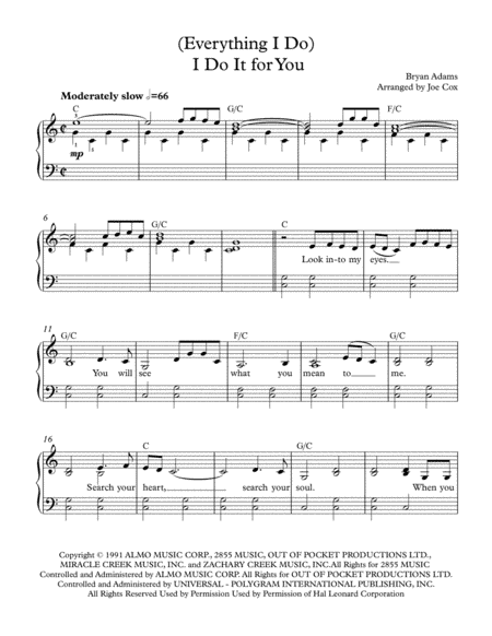(Everything I Do) I Do It For You (arr. Joe Cox)