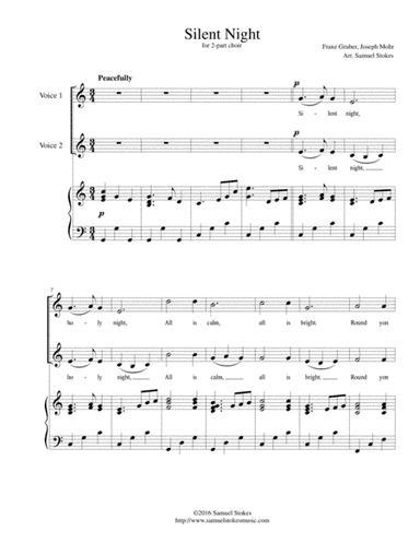 Silent Night - for 2-part choir with piano accompaniment (arr. Samuel Stokes)