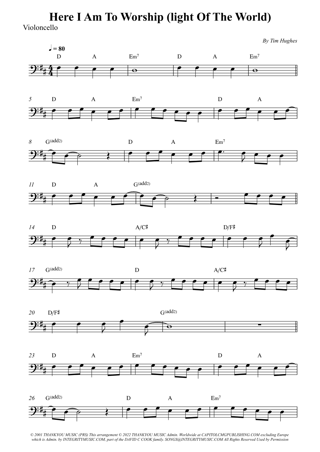 Here I Am To Worship (light Of The World) (arr. Wesley S. SIlva)