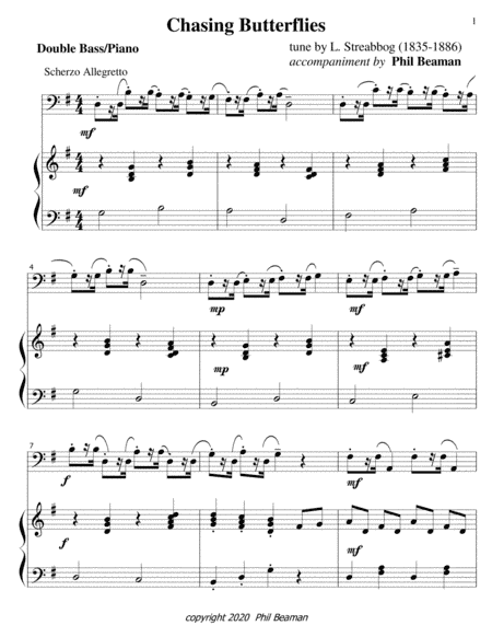 Chasing Butterflies-double bass/piano (arr. Phil Beaman)