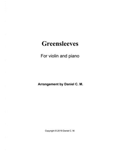 Greensleeves for violin and piano (easy) (arr. Daniel C. M.)