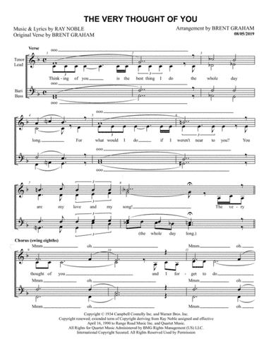 The Very Thought Of You (arr. Brent Graham)