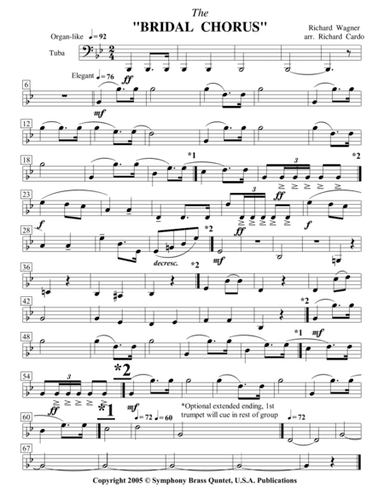Wedding Collection: Professional Edtion - 2. The "Bridal Chorus" (Tuba) (arr. R.R.Cardo)