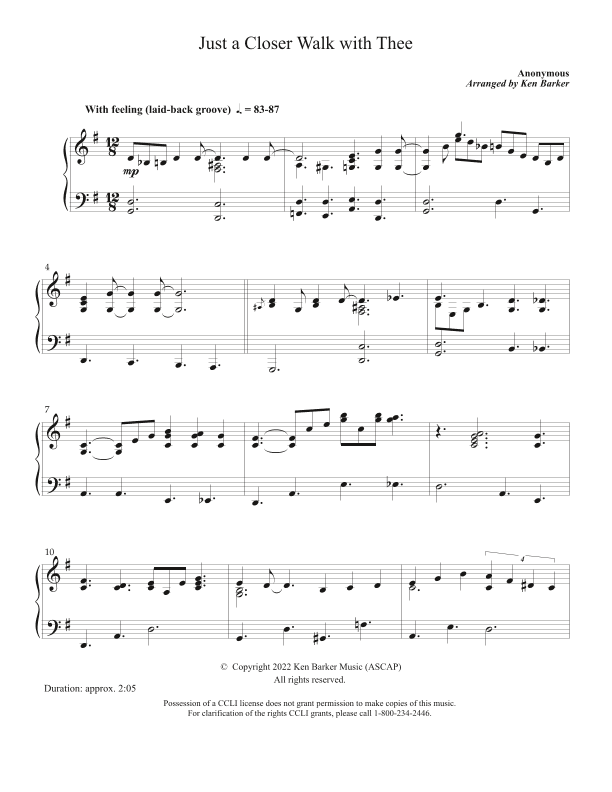 Just a Closer Walk with Thee (arr. Ken Barker)