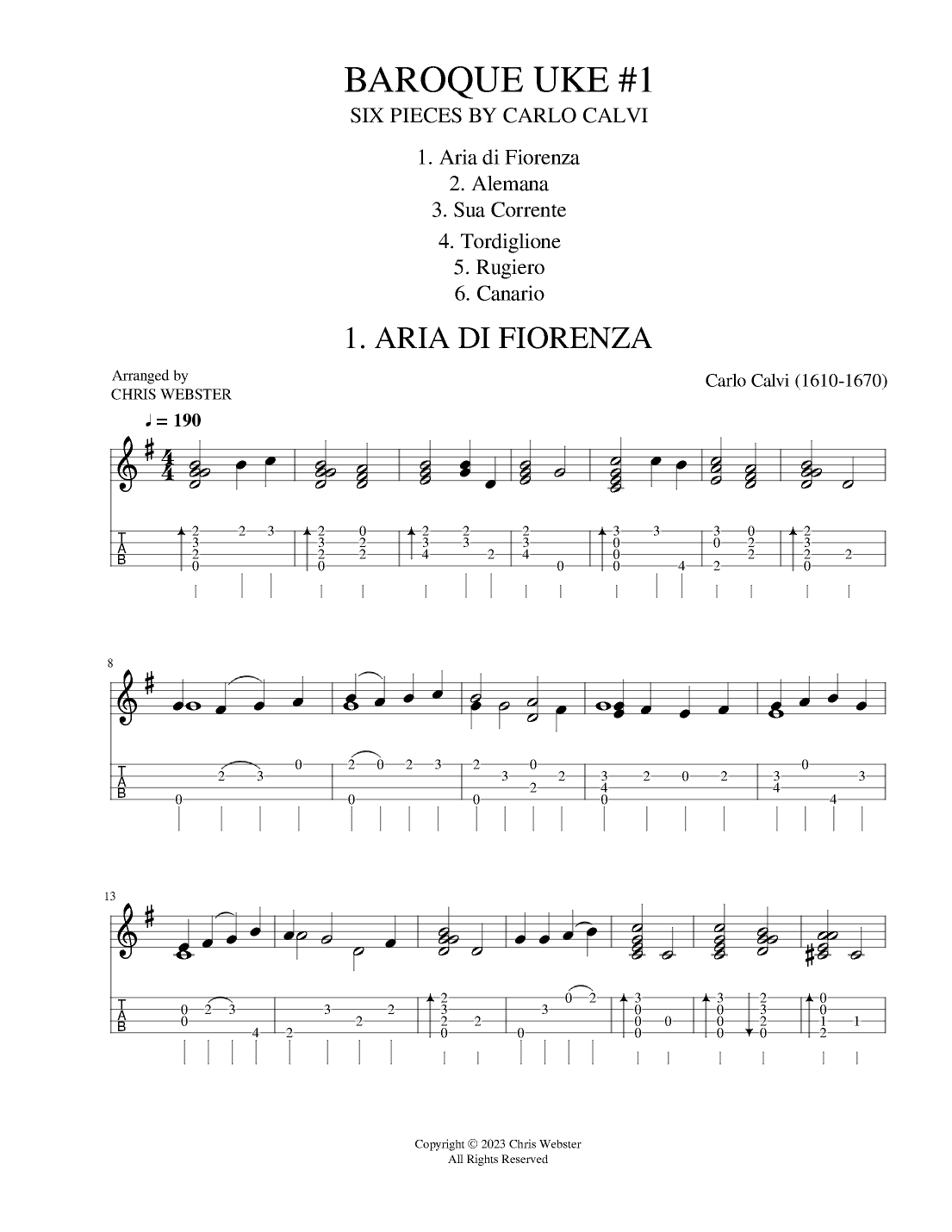 Baroque Uke #1 Carlo Calvi (arr. Chris Webster)