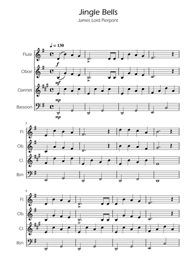 Jingle Bells - Woodwind Quartet (arr. Ygor Nunes)