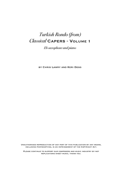 Turkish Rondo - Mozart (but not as you know it!) includes original sax solo - Alto (or baritone) sax