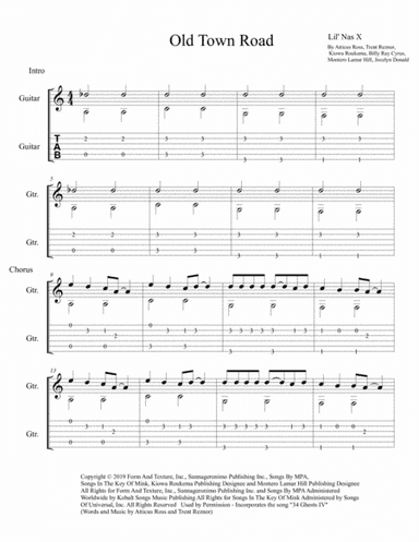 Old Town Road (remix) (arr. The Real Boss Hos Publishing)