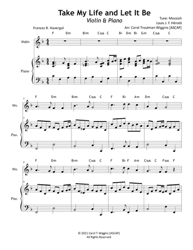 Take My Life and Let It Be (Violin & Piano) (arr. Carol Troutman Wiggins)