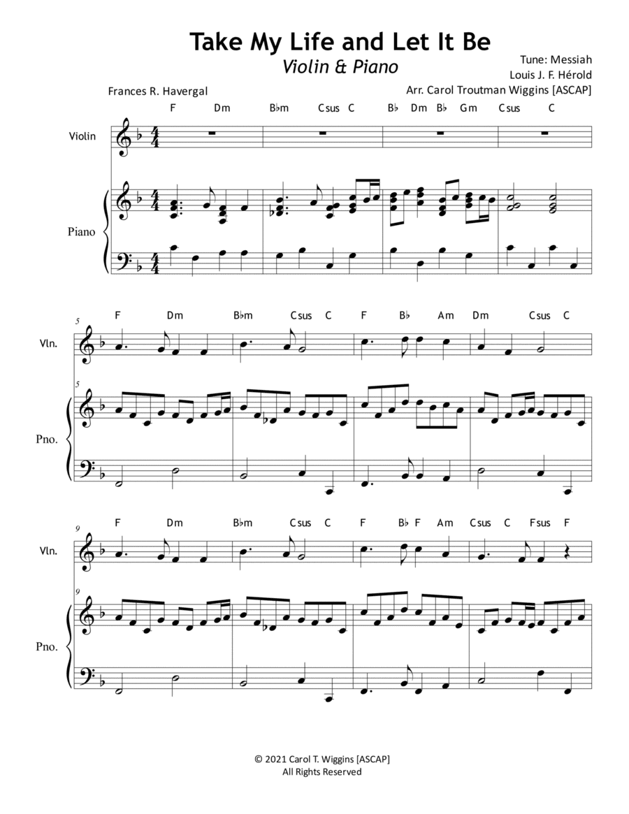 Take My Life and Let It Be (Violin & Piano) (arr. Carol Troutman Wiggins)