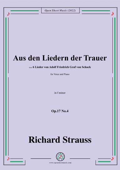 Richard Strauss-Aus den Liedern der Trauer,in f minor,Op.17 No.4 (arr. OSM Press)