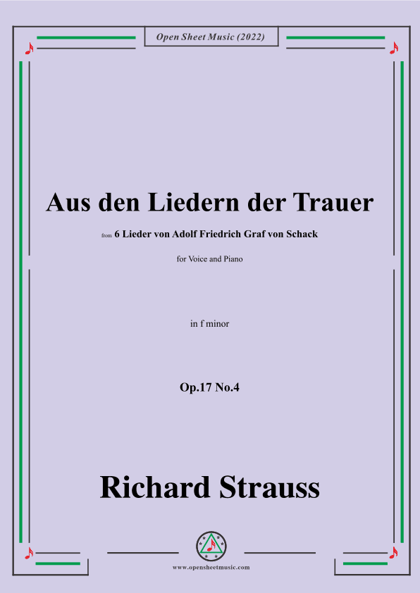 Richard Strauss-Aus den Liedern der Trauer,in f minor,Op.17 No.4 (arr. OSM Press)