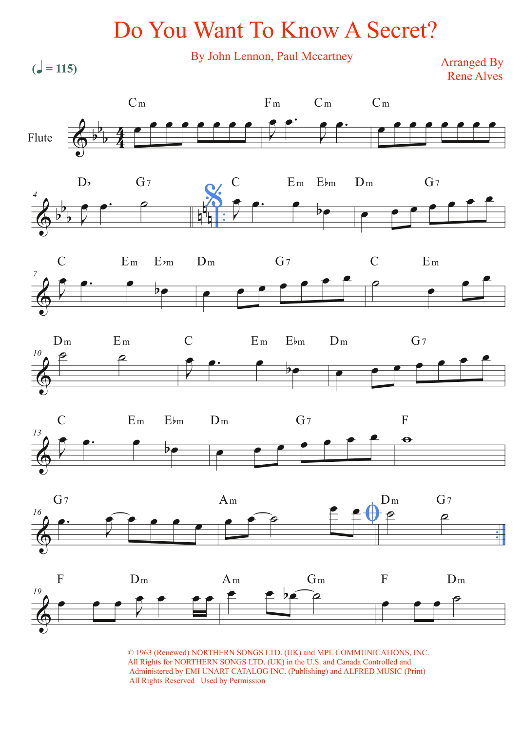 Do You Want To Know A Secret? (arr. Rene Alves)
