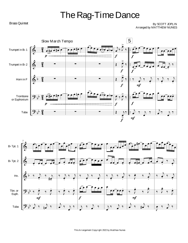 The Rag-Time Dance (arr. Matthew Nunes)