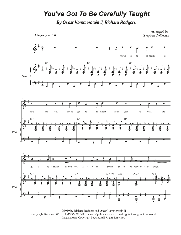 You've Got To Be Carefully Taught (arr. Stephen DeCesare)
