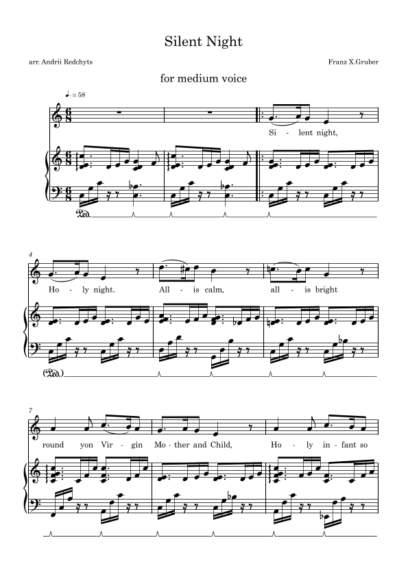 Silent Night Original Melody for Voice&Piano (arr. Andrii Redchyts)