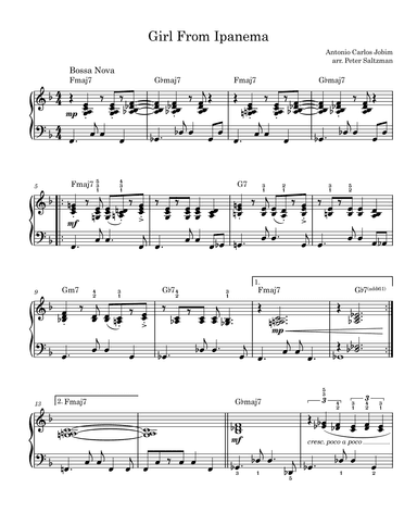 The Girl From Ipanema (garôta De Ipanema) (arr. PETER Z SALTZMAN)
